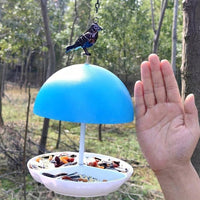 Mushroom Bird Feeder with Rainproof Dome, Iron Mushroom Feeder for Garden, Modern Minimalist Style Hanging Bird Feeders Hanging for Yard Decor