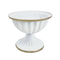 Vintage-Style Metal Vase with Ribbed Exterior Classic Metal Pedestal Vase Compact Urn Stable for Centerpiece