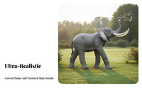 Fiberglass Elephant Model Weather Resistant Realistic Elephant Sculpture Handmade Large Lawn Ornament for Homeowners, Gardeners, Gardens, Parks, Lawns