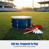 Stainless Steel Marching Drum, Student Percussion Group, School Band, Drumsticks & Gloves Included