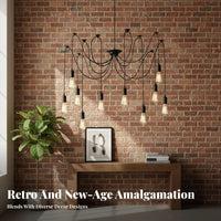Industrial Pendant Fixture Retro Design Industrial Web Chandelier Vintage Evoking Adjustable Multi-Wire Ceiling Lamp for Bar, Cafe, Kitchen Island