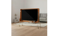 Solid Wood Mobile TV Stand Space Saving Mobile TV Stand with Mount Cable Management Retro Media Console for Bedroom