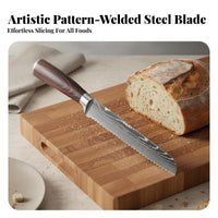 Wave-Etched Pattern Fine-Edged Edge Wave-Etched Pattern Chef Long Ness for Chefs, Cooking Enthusiasts, Food Processing, Barbecue