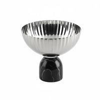Marble Pedestal Tray Reflective Serveware Silver-Colored for Hotel Interior