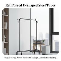 Foldable Rolling Clothes Organizer Space-Saving Rolling Rack with Shelf Multi-Functional Garment Stand Easy Installation for Apartment Dwellers, homeowners, Bedroom, Laundry Room, Entryway, spacious Closet