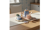 Role Playing Pretend Afternoon Tea Set Polished Edges Kids Afternoon Tea Toy Water-Based Paint Kids Wooden Food Toy for Preschoolers