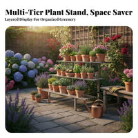 With Wheels Stainless Steel Flower Rack Indoor Outdoor Use Multi-Tier Plant Stand Rustproof Rolling Plant Shelf Heavy Duty for Gardeners, Balcony, Patio, Living Room