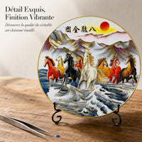 新年景泰蓝掐丝珐琅DIY手工材料包八骏图客厅办公室摆件摆盘装饰