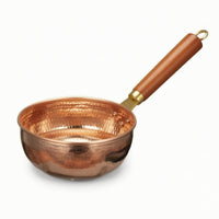 Induction-Compatible Rice Noodle Pot Heavy-Duty Copper Pot with Wooden Handle Sturdy Saucepan Uncoated for Chefs