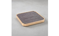 Aluminum Alloy Square Jewelry Display Tray Rounded Corners Striped Jewelry Organizer Tray Polished Shiny Rim Storage