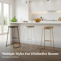 Golden Frame Backless Counter Stool Modern Design Bar Chair Minimalist Design Seating Furniture Padded Seat for Adults, Homeowners, Business Owners, Cafe, Restaurant, Kitchen Island, Dining Room