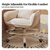 Height Adjustable Upholstered Rolling Chair High Back Support Upholstered Rolling Armchair Ergonomic Design Office Furniture Easy Assembly for Students, Gamers, Adults, Dormitory, Study Room, Bedroom, Makeup Vanity