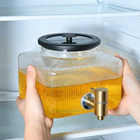 Water Dispenser with Tap, High Borosilicate Glass Water Jug and Drink Dispenser, Stainless Steel Spigot, Screw Lid for Iced Tea and Cold Brew