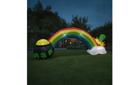 Inflate Inflatable Arch with Leprechaun Lighted Inflatable Rainbow with Pot of Gold Outdoor Yard Decor Giant for Homeowners, Party Hosts, Lawn, Garden