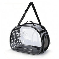 Collapsible Foldable Pet Carrier with Transparent Shell Space-Saving Pet Carrier Bag with Shoulder Strap Soft-Sided Comfortable for Travel, Vet Visits