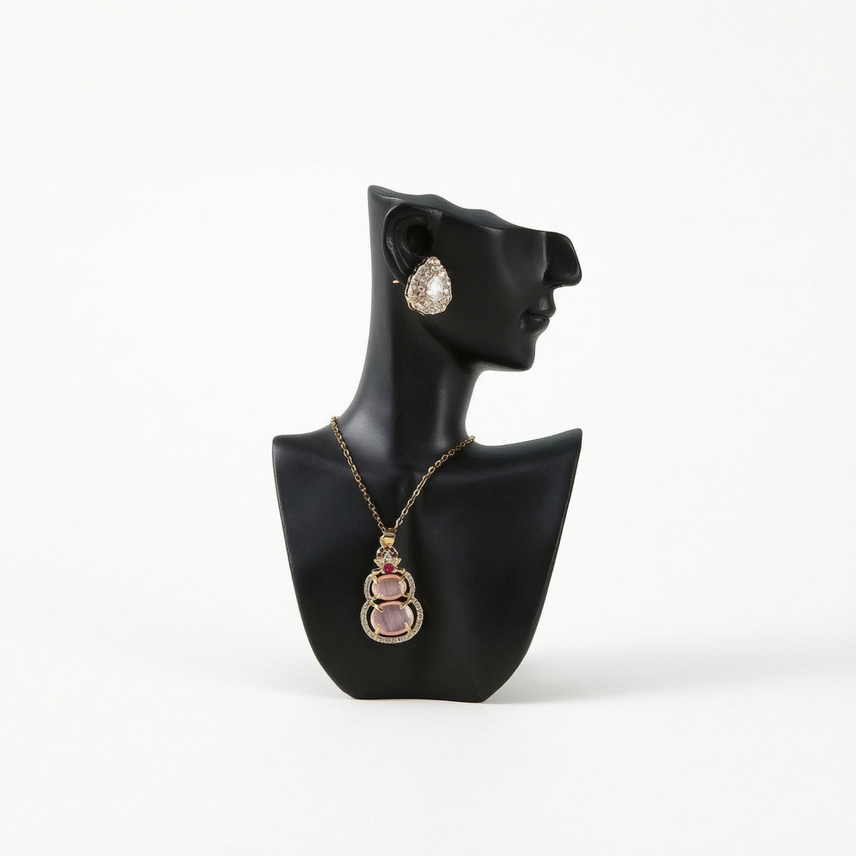 Matte Black Necklace Display Bust Resin Display Bust with Base Simple Necklace Organizer Balanced for Jewelers