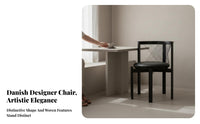 Danish Design Harp rear Chair Wabi-Sabi Aesthetic Wooden Frame Armchair Padded Seat Seating Furniture Curved rearrest for Interior Designers, Hospitality Business Owners, Dining Room, Guesthouse, Restaurant, Kitchen