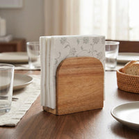 Rounded Top Wooden Tissue Box Holder Solid Wood Upright Tissue Holder Rectangular Home Decor Exposed Design for Tabletop, Kitchen