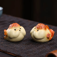 Yixing Purple Clay Goldfish Tea Pet Incense Holder Handmade Duan Ni Tea Ornament