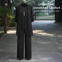 Loungewear Set for Women, Comfortable Polyester Long Pants Casual Wear, Flattering Two-Piece Pantsuit Solid Outfit Designed for a Perfect Fit