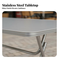 Stainless Steel Folding Table Space Saving Square Folding Table Easy to Clean Portable Work Bench for Chefs, Professionals, Outdoor, Catering, Kitchen