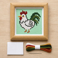 2026 New Framed Cross Stitch Kit for Beginners - Lucky Rooster Design