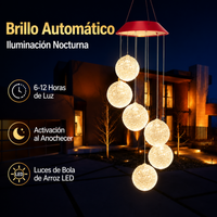 Illuminated Sphere Solar Wind Chime, Solar Garden Lights, Outdoor Decoration, Hanging Ornament for Patio and Balcony