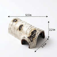 Woodgrain Aquarium Cave, Fish Aquarium Decorations for Gecko and Reptile, Double-Entrance Aesthetic Decor and Resin Fish Aquarium Ornaments Hideaway