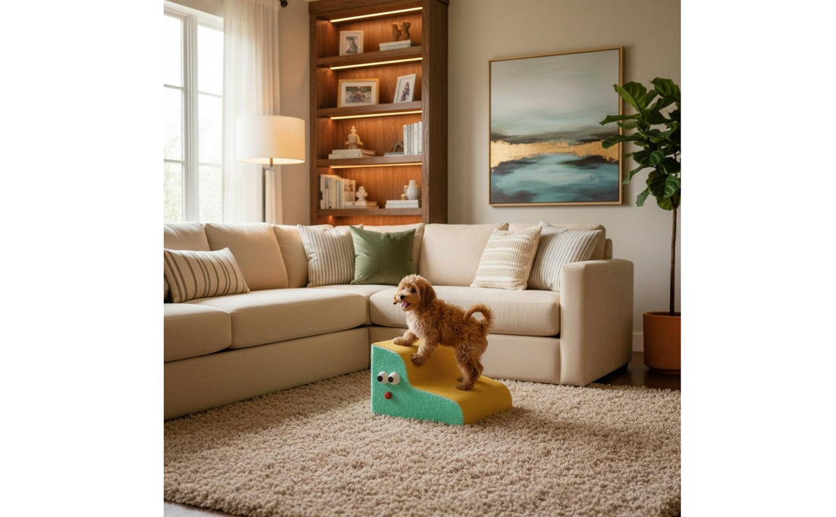 Washable Pet Stairs Soft Cover Dog Ladder for Bed Sturdy Support High Bed Pet Stairs for Small Dogs, Short-Legged Pets