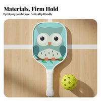 Kids Pickleball Paddle Long-Lasting Cartoon Pickleball Racket Childrens Paddle Racket Fun Design Anti-Collision Perimeter Guard
