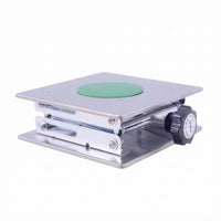 Stainless Steel Scissor Lift Platform Square Top Manual Lifting Platform Polished Finish Laboratory Lift Stand Green Pad for Scientists, Equipment Setup