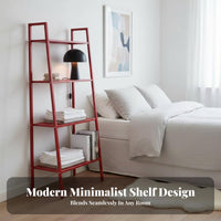 Minimalist Design 4-Tier Ladder Shelf Freestanding 4-Tier Ladder Bookshelf Multifunctional Plant Stand Multi-Purpose for Decor Enthusiasts, Apartment Dwellers, Balcony, Living Room, Bedroom, Bathroom