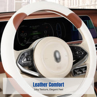 Cartoon Steering Wheel Cover, Full Leather, Non-Slip, Universal Fit, Cute Design, All-Season Use