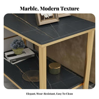 Sintered Stone Upper surfaceTier End Table Compact Size 2-Tier Console Versatile Use Household Furniture Sturdy Construction for Apartment Dwellers, Homeowners, Interior Decorators, Living Room, Bedroom, Small Areas, Hallway