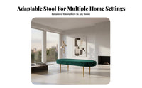 plush fabric Upholstery Oval End-of-Bed Seat Light Luxury Design End-of-Bed Bench Modern design Accent Stool Sturdy Metal Legs for Interior Designers, Homeowners, Adults, Bedroom, changing area, Walk-in Closet, Entryway