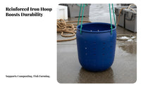 150L Uncovered Top Drum Sturdy-Duty Uncovered Top Plastic Barrel Iron Hoop Closure Barrel Long-Lasting Food Grade Storage
