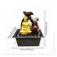 Buddha Fountain 3-Tier Resin Fountain with Bowls Tabletop Decorative for Meditators, Meditation Corner, Living Room