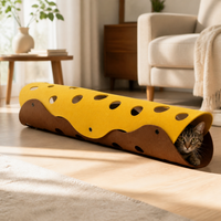 Collapsible Cat Tunnel Bed with Detachable Washable Mat, Interactive Play Toy for All Seasons