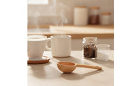 Beech Wood Wooden Measuring Spoon Round Bowl Measuring Spoon with Hanging Hole Accurate Eco-Friendly for Bakers, Home Cooks, Cooking