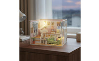 Creative Gift DIY Miniature Dollhouse Kit Highly Detailed DIY Miniature Room Kit Relaxing Project Wooden Dollhouse Model LED Lights for Adults, Teens, Hobbyists