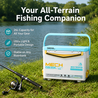 Waterproof Fishing Tackle Box, 26L Polymer Fishing Box with Latch, Portable for Carp Anglers & Terminal Tackle