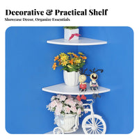 3 Pieces Space-Saving 3-Tier Corner Ledge Set Decorative 3-Tier Quarter-Circle Ledge Set Easy Installation Wall Shelf Floating Design for Apartment Dwellers, Homeowners, Living Room, Bedroom, Home Office, Bathroom