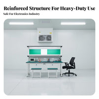 Sturdy Steel Frame Anti-Static Workbench Stable Construction Heavy-Duty Work Table Wear-Resistant Heavy Duty Work Table Built-in Power Outlets for Mechanics, Technicians, Factory Workers, Laboratoryoratory Oratory, Studio, Basement