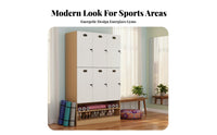 Wooden Storage Locker Multi-tier Multiple-door Locker Large Capacity Particle Board Cabinet with Customizable Lock Options Suitable for Exercise Studio Spa Office Workplace