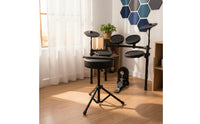 Padded Seat Foldable Round Drum Stool Non-Slip Feet Adjustable Drum Throne Musical Instrument Accessory for Beginners, Practice, Performance