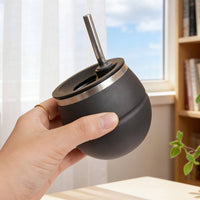 Stainless Steel Drinking Cup Curved Straw Yerba Mate Cup Broad Opening Drinkware for Everyday Use