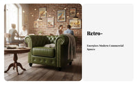 Retro Design Tufted Chesterfield Loveseat Deep Button Tufting Tufted Scroll Arm Sofa Rolled Arms Booth Seating Nailhead Accents for Cafe Owners, Couples, Adults, Restaurant, Bar, Tea Shop