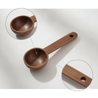Short Handle Wooden Measuring Spoon Artisanal Walnut Measuring Spoon Compact Kitchen Utensil Comfortable Grip for Bakers, Baking