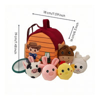 Portable Soft Toy House with Animals Sensory Soft Playhouse Lightweight Stuffed Barn Toy for Nursery