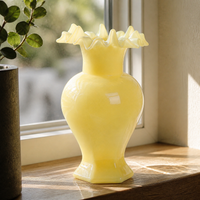 Vintage French Style Ribbed Glass Vase for Hydroponic or Floral Arrangements